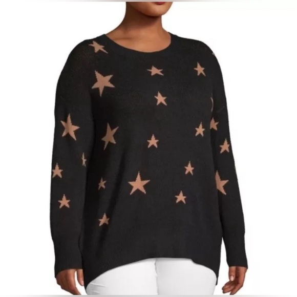 Como Vintage Sweaters - NWT Como Vintage Sweater Black with Gold Stars Plus Sizes